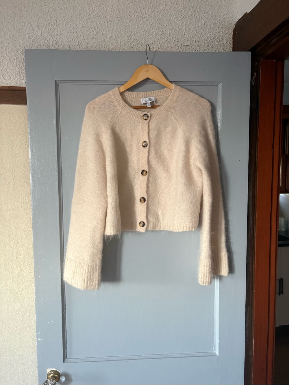 & Other Stories Mohair Ivory Cream Off-White Cropped Cardigan